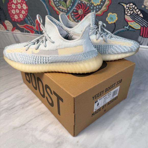 Adidas Yeezy Boost 350 V2 Cloud White FW3043 Mens Sz 8 Light Blue Sneakers w Box Adidas Yeezy Boost 350 V2 Cloud White FW3043 Mens Sz 8 Light Blue Sneakers w Box